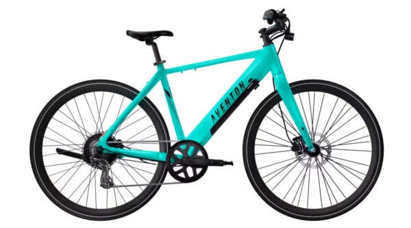 Teal Aventon electric bicycle.