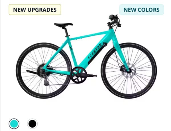 Teal Aventon electric bicycle, new upgrades.