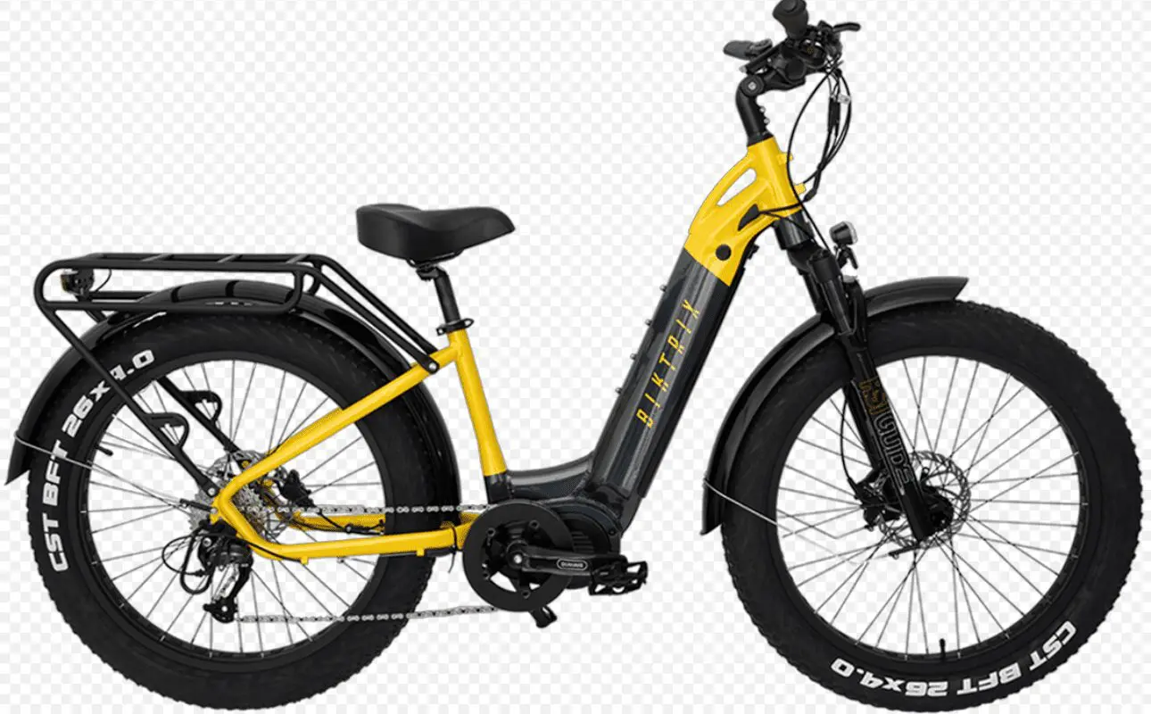 A yellow and black bike is parked on the ground